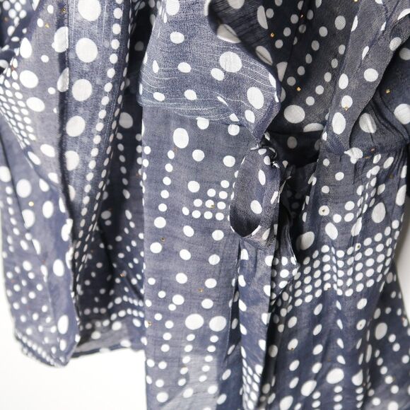 Harve Bernard Wrap Blouse Plus Size 2X Blue Circles Gold Specks NR HBW789P - Picture 8 of 8